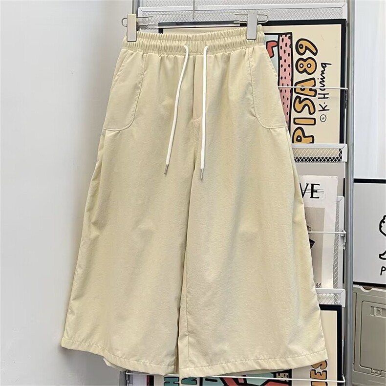 日系复古宽松阔腿老爹裤男女夏季薄款速干透气休闲大码七分裤潮牌，男装牛仔裤，星座1210-1