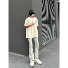 B221美式ins高街暗黑小众毛边修身小脚牛仔裤LK23020-P60控78，男装牛仔裤，电商B221