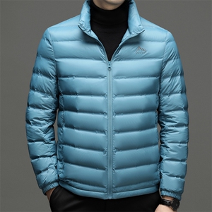 中老年立领90绒轻薄羽绒服夹克男士轻薄羽绒服外套中年男装羽绒服图片
