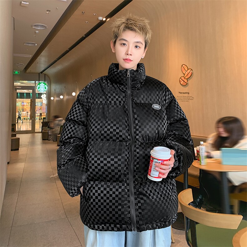 格子亮面百搭棉衣港风冬季宽松男棉服男外套MY261-P105限148,男装棉衣,电商B370