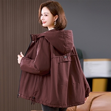 2025年冬季时尚潮流中长款休闲加绒加厚派克服，女装派克服，独衣靓