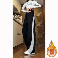 815A-K321-P50控88冬季加绒加厚保暖拼接慵懒宽松休闲裤卫裤女，男装休闲裤，星座815A