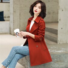 2022春秋装新款风衣中长款系腰带韩版外套，女装风衣，蝶眷