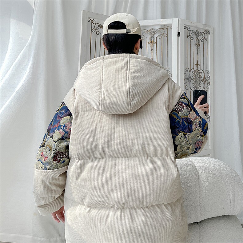 2025冬季新款旋律风车大码绣花小熊棉衣M-5XHM23927-特P105,男装棉衣,电商A022