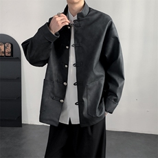 2026春装新款风皮衣夹克外套新中式大码唐装复古2515-P128，男装夹克，电商A057