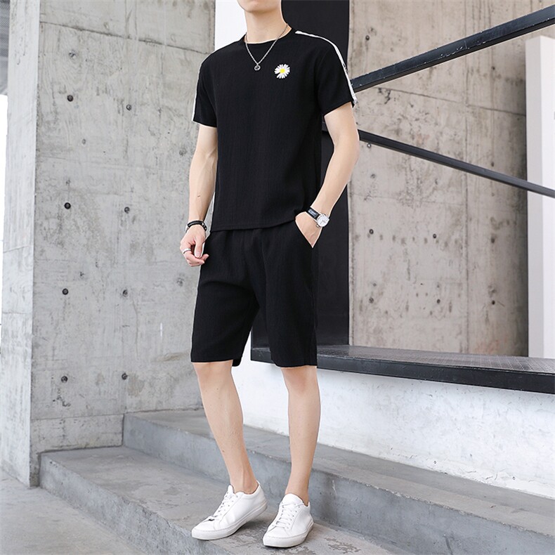 夏季短袖T恤套装男韩版两件套宽松男装纯棉半截袖inT778-P42,男装休闲套装,星座1206（原A206）