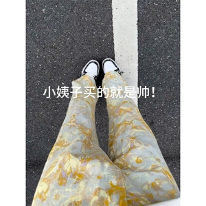 B221 美式ins高街暗黑宽松直筒印花牛仔裤LK25439-特P45控78图片