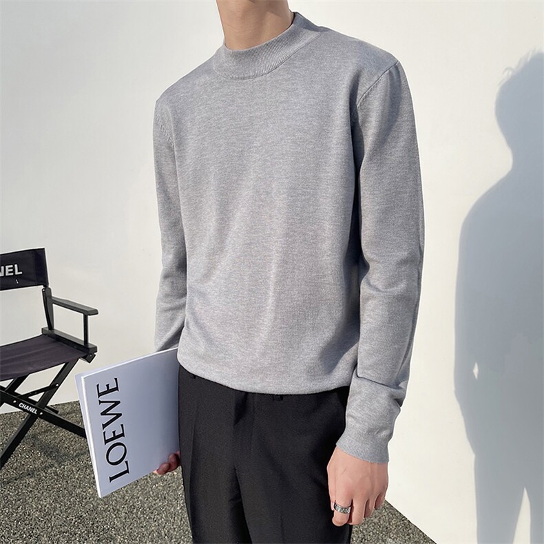 高级感半高领设计针织线衫内搭打底衫M23/P30特M-4XL,男装T恤,电商A243