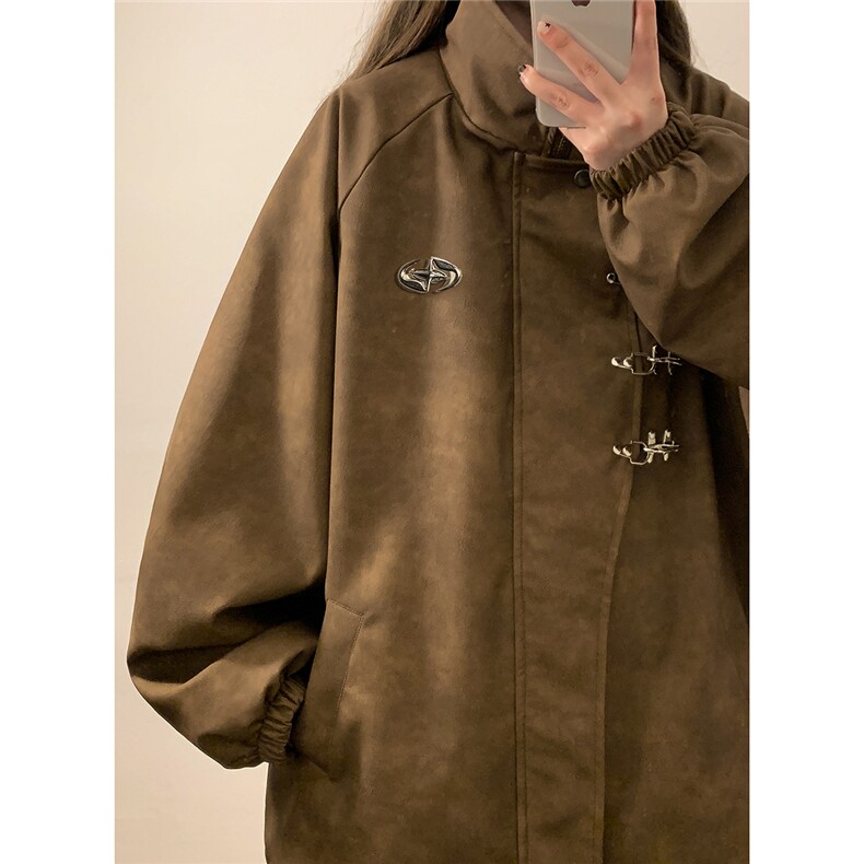 2026中性风美式复古飞机扣可拆卸胸针大码M-5XL夹克男JK77768P105，男装夹克，星座227-7