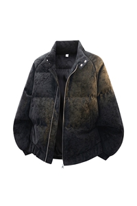 100聚酯PU皮棉服冬季宽松港风棉衣立领3D棉袄特P110控188MY252图片