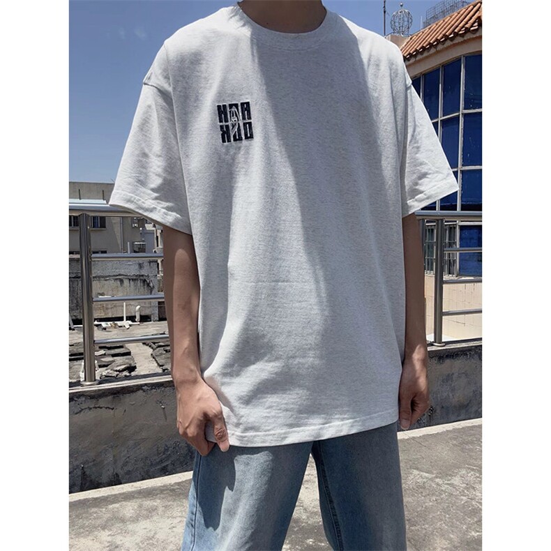万针全刺绣工艺抖音得物高品质260克重磅纯棉双纱美式高街短袖T恤,男装T恤,电商A486