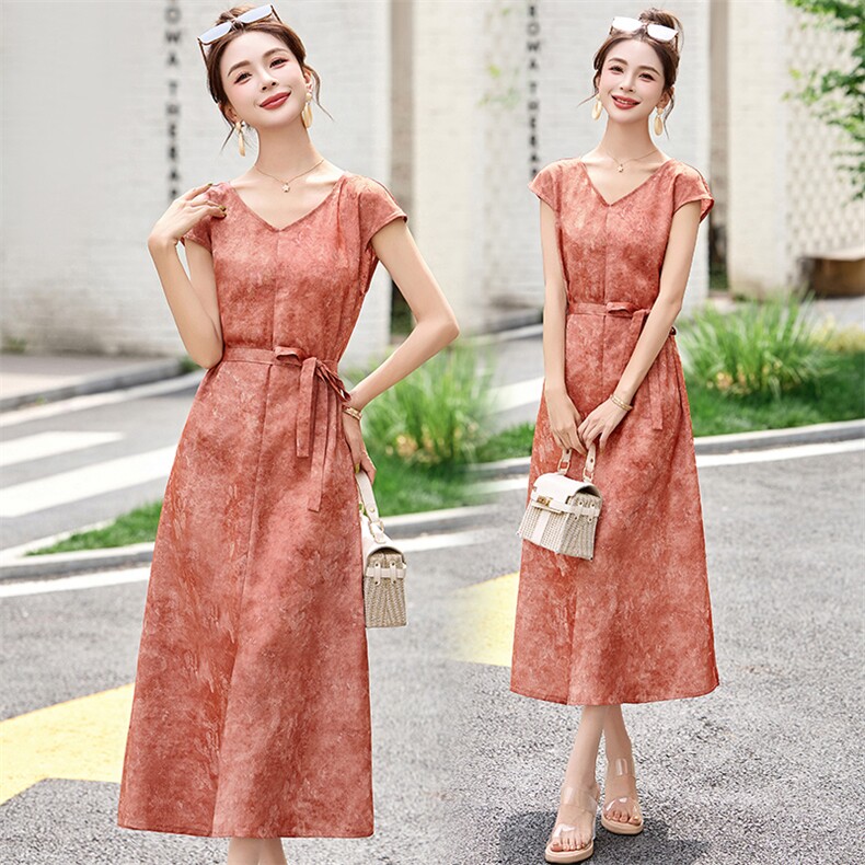 气质时尚连衣裙女2025夏季新款洋气显瘦减龄收腰超好看高级感长裙，女装套装/套裙，欣贝拉