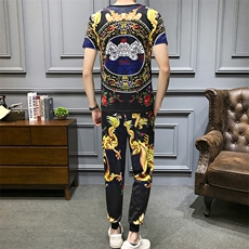 2021夏季新款短袖T恤套装男钱塘3029-2008真模，男装套装，钱塘6006(原3029)