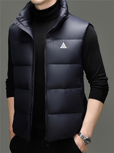 2025新款冬季男士立领短款90%白鸭绒羽绒服马甲加厚羽绒服外套图片