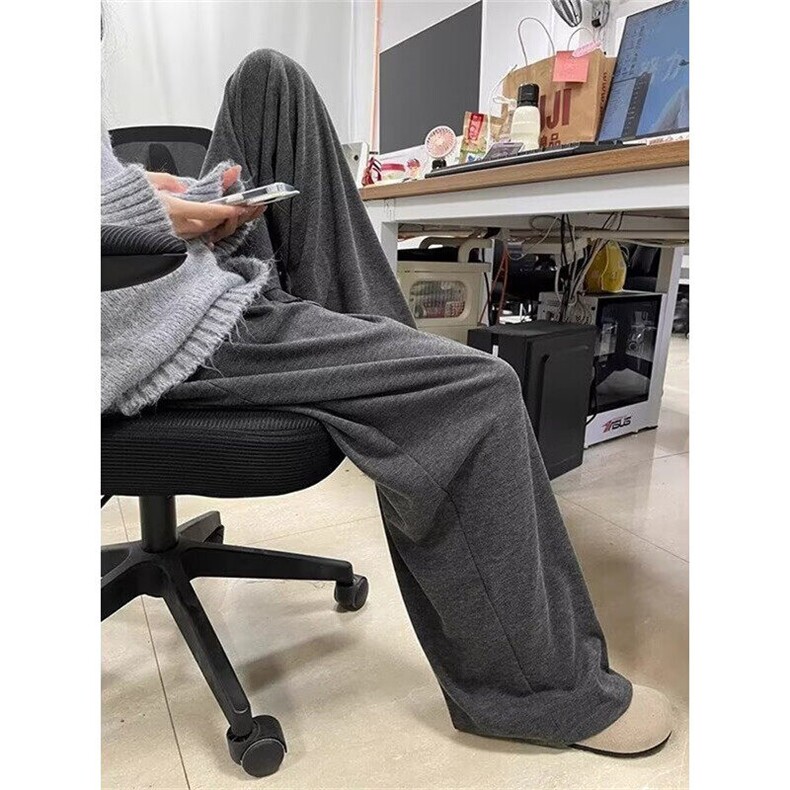深灰色糯米卫裤男秋冬季美式复古慵懒松弛感加绒加厚直筒休闲裤子,男装休闲裤,星座1116A（原606A-3）