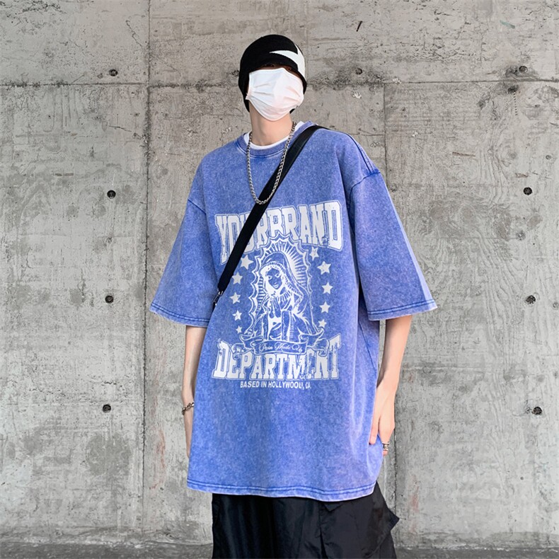 复古水洗做旧夏美式印花半袖高街重磅短袖T恤XZ514-2-1302-P38,男装T恤,星座514-2(原B239)