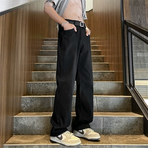 牛仔裤男潮牌直筒宽松高街百搭休闲微喇叭弹力阔腿长裤 N879图片