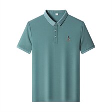 时尚绣标短袖T恤男翻领薄款男装夏季中年男士休闲百搭polo体恤衫，男装T恤，电商B212（原钱塘6029）