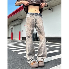 小众3D印花做旧牛仔裤男夏季复古宽松休闲水洗直筒裤NC1169，男装牛仔裤，星座1116A（原606A-3）