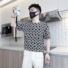 爱心提花短袖T恤男痞帅高级感社会小伙301C-DT82-P48控68，男装T恤，星座301C（原B323）