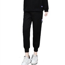 2021春季新款尚新抽绳贴标装饰针织休闲裤，女装休闲裤，叶笙衣