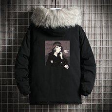 MM48122-P130冬季大毛领衣男士大码加厚袄男服网格挂拍，男装棉衣，电商A040A