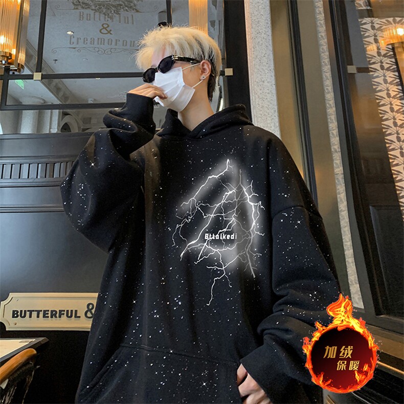 抖音得物高品质重磅全棉二开支持退换360克满天星连帽卫衣1028,男装卫衣,电商A486