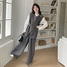 新品现货2025秋装两件套马甲+阔腿裤2C116-2507-P165-P228，女装套装/套裙，2C116