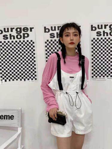 防晒衣配抽绳背带短裤，女装，媞默