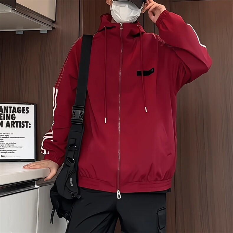 JK5009/P65春装新款连帽夹克男潮上衣感谢织带设计百搭外套,男装夹克,电商A141