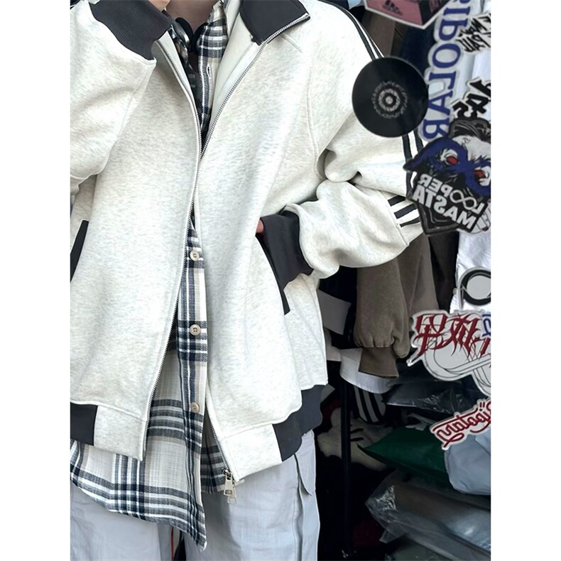 抖音得物高品质美式高街重磅结构设计拼接织带立领卫衣外套CM42，男装卫衣，电商A486