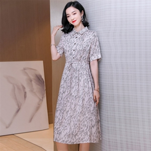 品牌桑蚕丝真丝连衣裙女2025新款波点中长款洋气时尚妈妈裙子图片