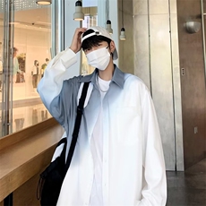 长袖衬衫外套男士春秋季百搭渐变衬衣服港风休闲衬衫CS117，男装衬衫，星座1116A-1（原606A）