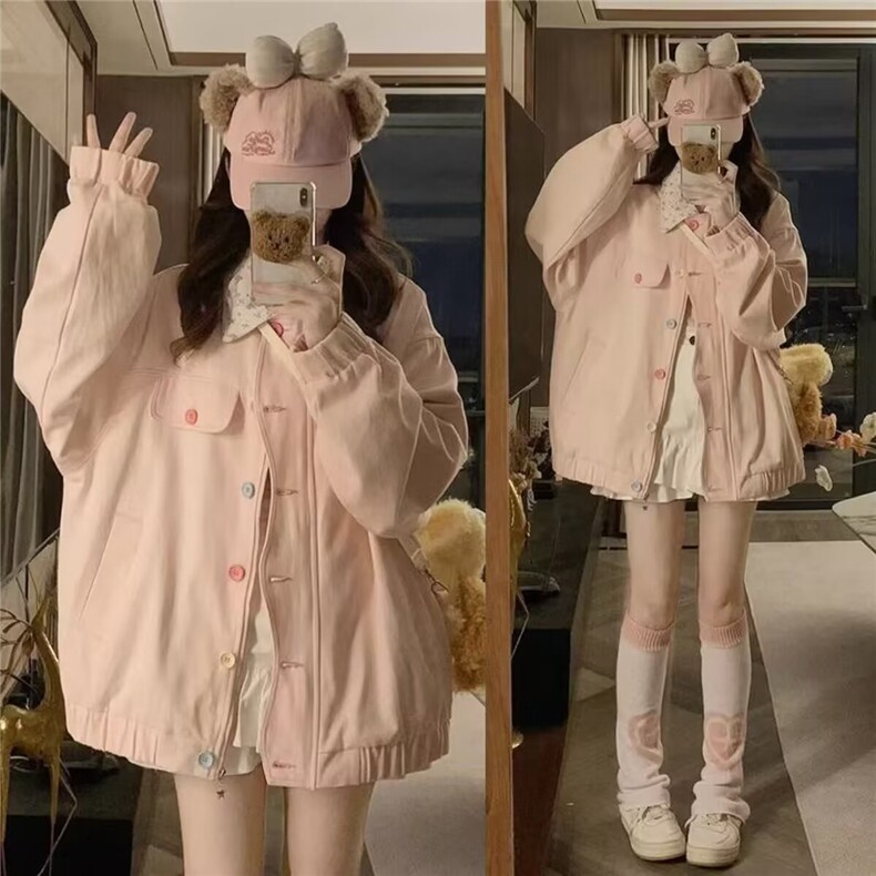 Z3047-P622025新款甜美碎花翻领冬秋季外套ins宽松小仙女百搭,女装短外套,电商B323A