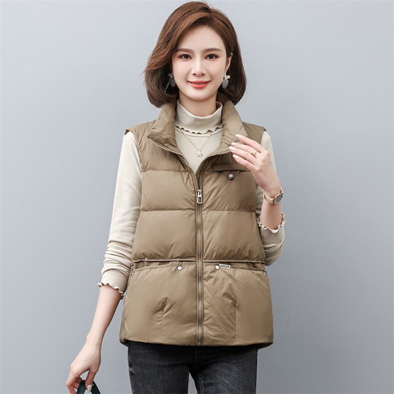 时尚羽绒有钉马甲2022秋冬新款立领百搭小个子宽松保暖外套，女装大码女装，奕阳依阁