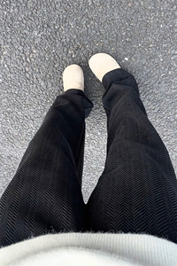 小众设计高克重雪尼尔420g人字纹宽松保暖休闲裤K24135-特P35控68图片