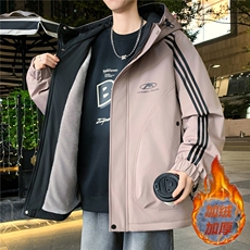 数据款秋冬季加绒加厚青少年连帽夹克男潮牌设计感外套JK8801-P75，男装夹克，星座301D(原星座1004-8）
