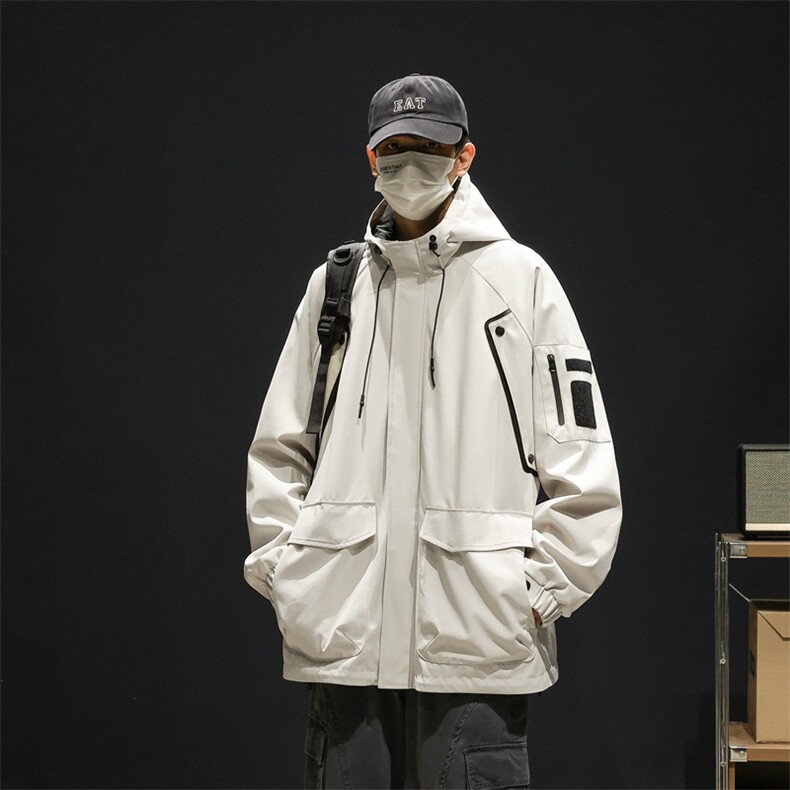 新款现货连帽冲锋衣宽松大码夹克男DSA157B-J199-P65,男装夹克,电商A157B