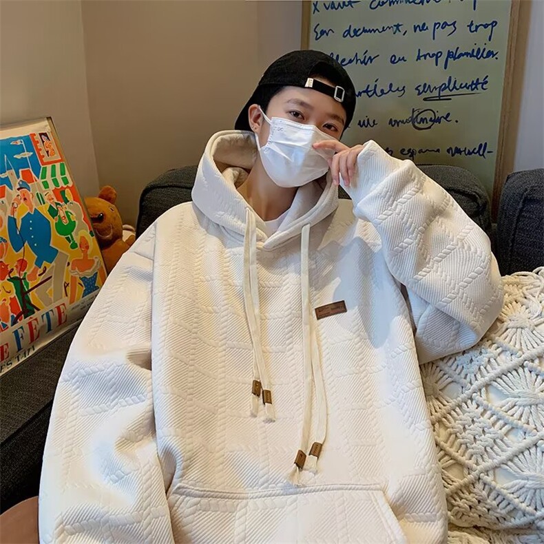 连帽卫衣女秋冬季韩版宽松设计感小众加绒加厚小个子华夫格外套潮，女装短外套，星座506A