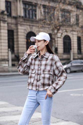格子衬衫小外套，女装衬衫，百变诱惑