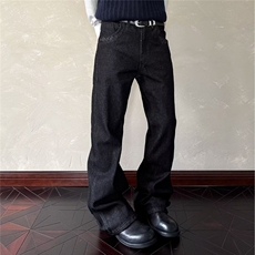 W11040-P50网图现货美式复古阔腿牛仔裤cleanfit高街弯刀微喇裤，男装牛仔裤，星座1608