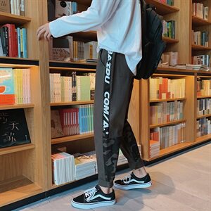 20秋装潮流迷彩港风工装裤潮宽松大码九分裤迷彩+5图片