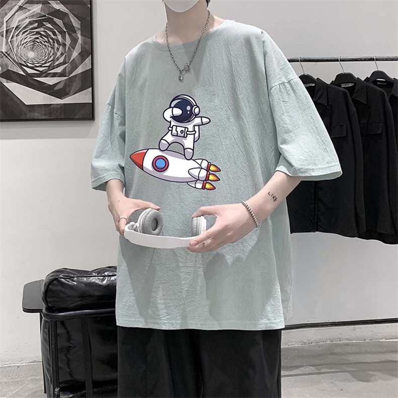 YT26158-P30亚短袖t恤男大码五分袖男宽松七分袖港风模特,男装T恤,电商A040