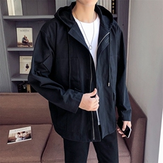 春季休闲运动纯棉外套口袋韩版连帽男士夹克潮 DS168T，男装夹克，电商A102