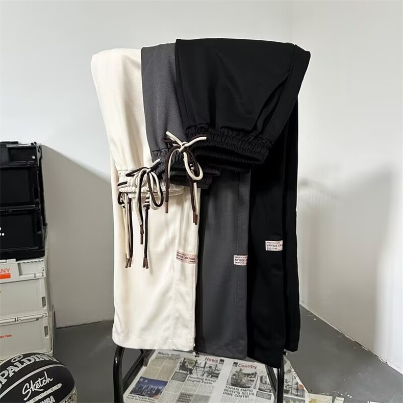 复古百搭休闲裤新款运动风软糯垂感直筒阔腿长裤子,男装休闲裤,星座1013
