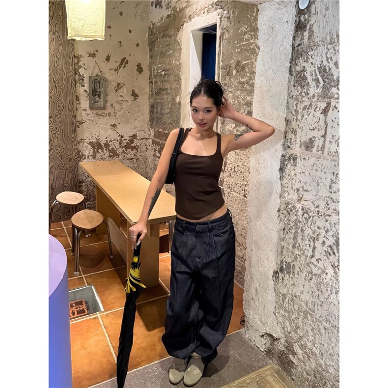 复古vibe风黑色廓形弯刀牛仔裤男款美式阔腿微喇拖地裤直筒裤子潮,男装牛仔裤,星座302B-2