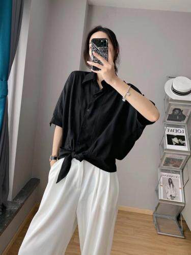 夏季潮流打结衬衣，女装，日の谷