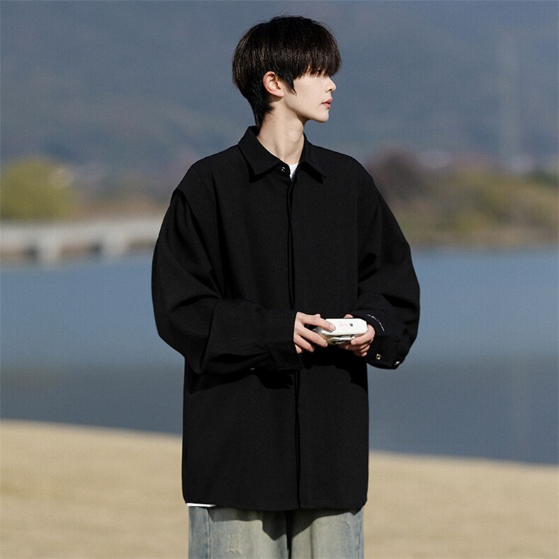 8XL-M春夏假两件衬衫长袖大码痞帅高级感衬衣垂感外套CS9005/P60,男装衬衫,电商B238