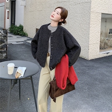 【上新】大货韩系格子拼接皮毛一体短外套2C075-882-P175-K258，女装短外套，2C075