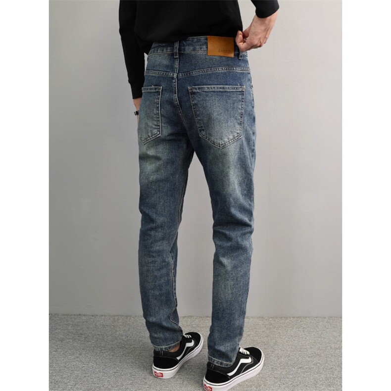 1506-1/KG6241/P50牛仔裤男修身小脚新款时尚潮流百搭水洗蓝色,男装牛仔裤,星座1506-1